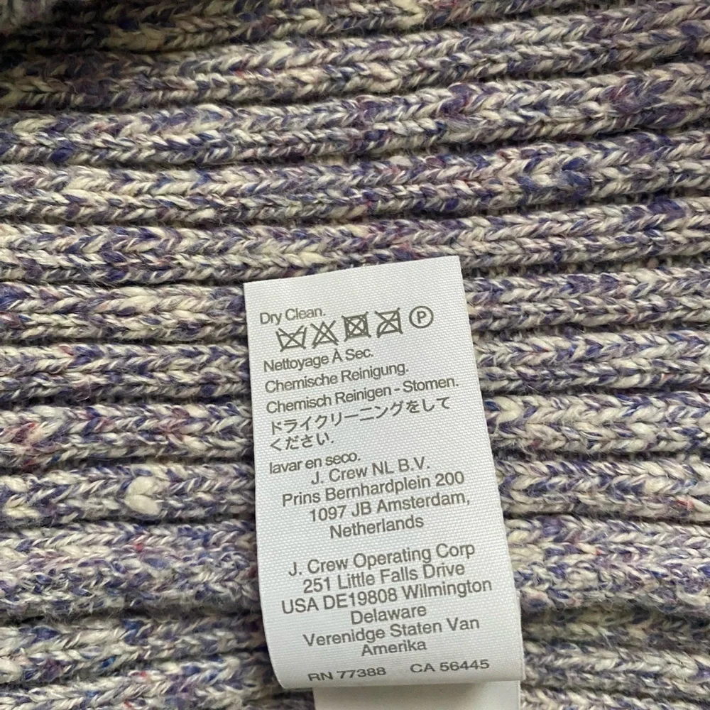 J. Crew Lilac Ivory Ribbed Thick Knit Long-Sleeve Crewneck Midi Sweater Dress XS